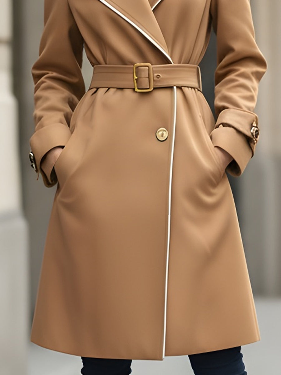 Phantom Slate Trench Coat With White Piping Details