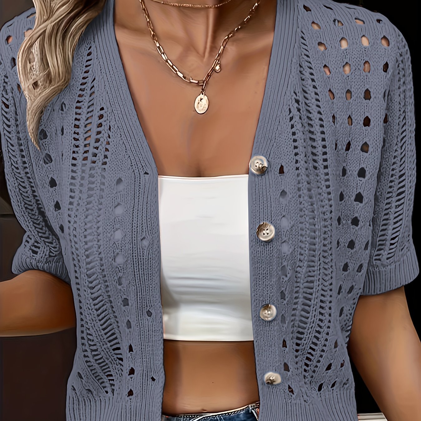 HOLLOW KNIT CARDIGAN