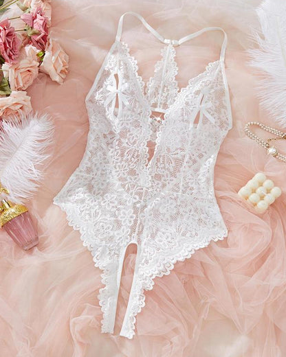 Nightfall Sage Lace Bodysuit Pajamas