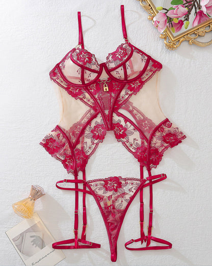 RaveStone Ashen Sexy Mesh See-through Thin Lace Bra Set