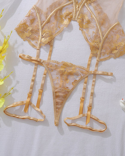 RaveStone Ashen Sexy Mesh See-through Thin Lace Bra Set