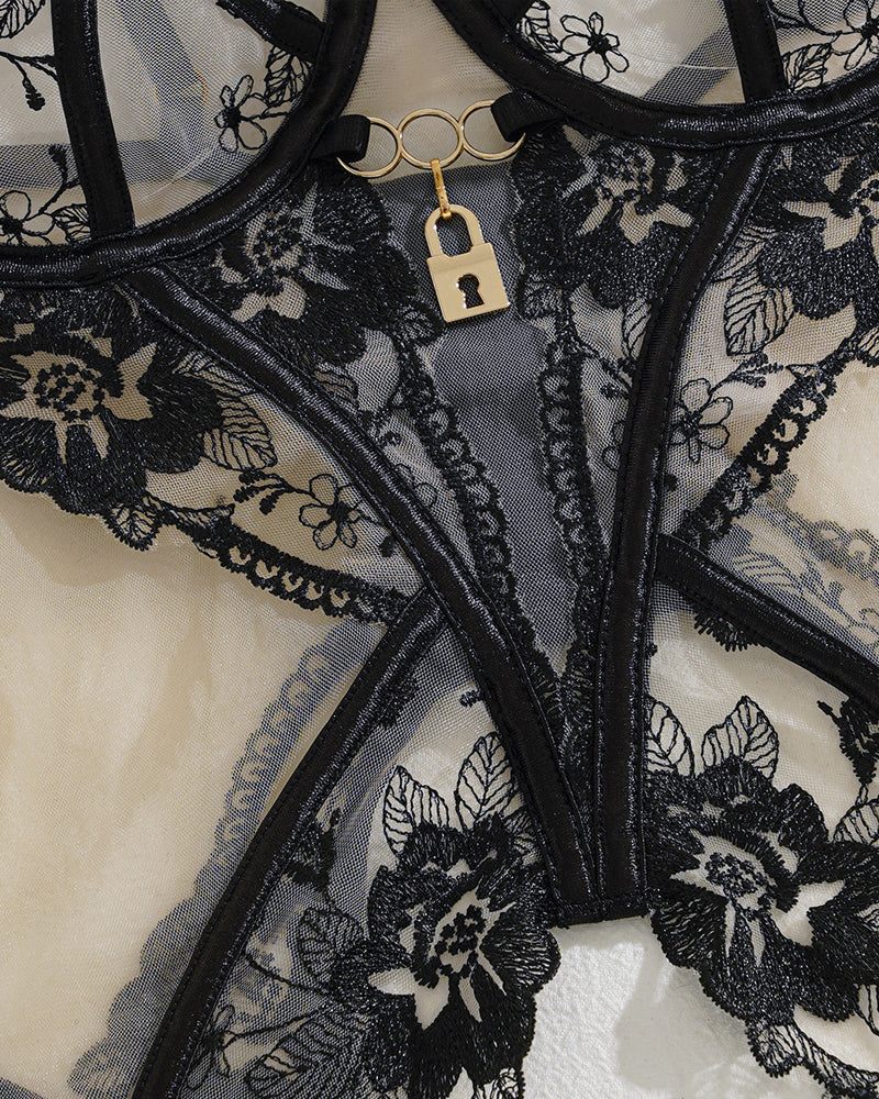 RaveStone Ashen Sexy Mesh See-through Thin Lace Bra Set