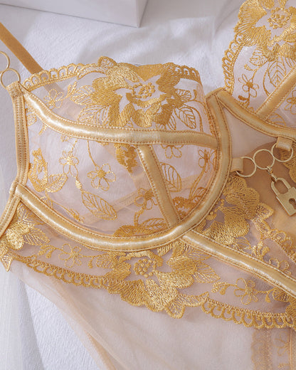 RaveStone Ashen Sexy Mesh See-through Thin Lace Bra Set