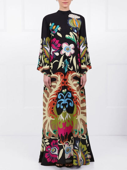 Peacock Printed Maxi Dress