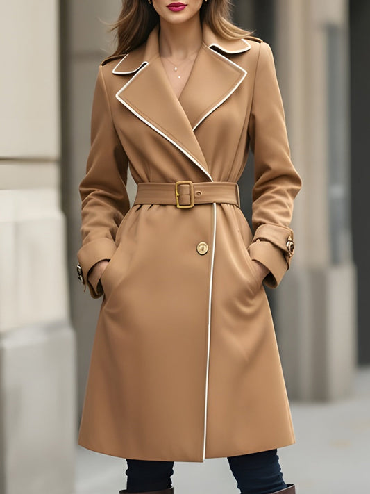 Phantom Slate Trench Coat With White Piping Details