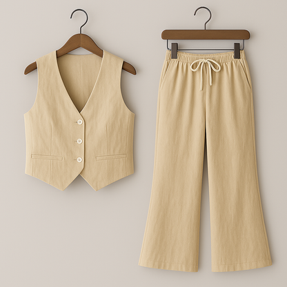 Bianca Linen Vest Set