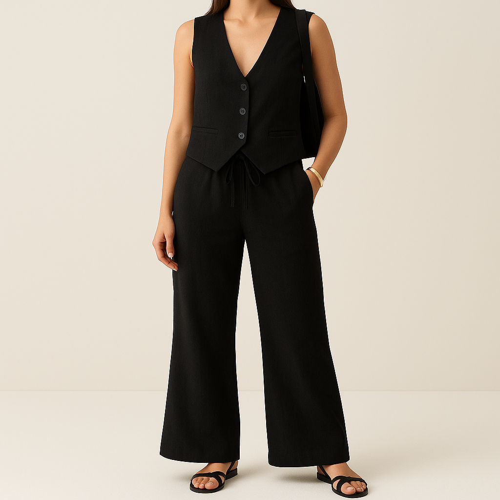 Bianca Linen Vest Set