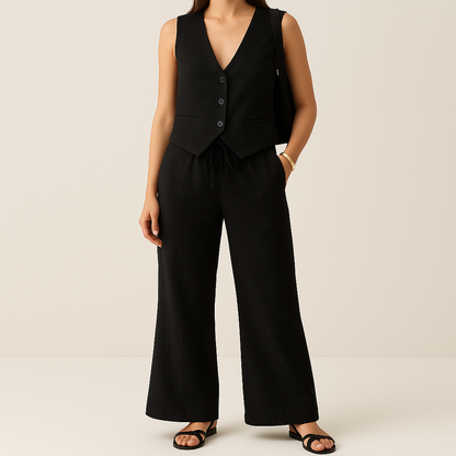 Bianca Linen Vest Set