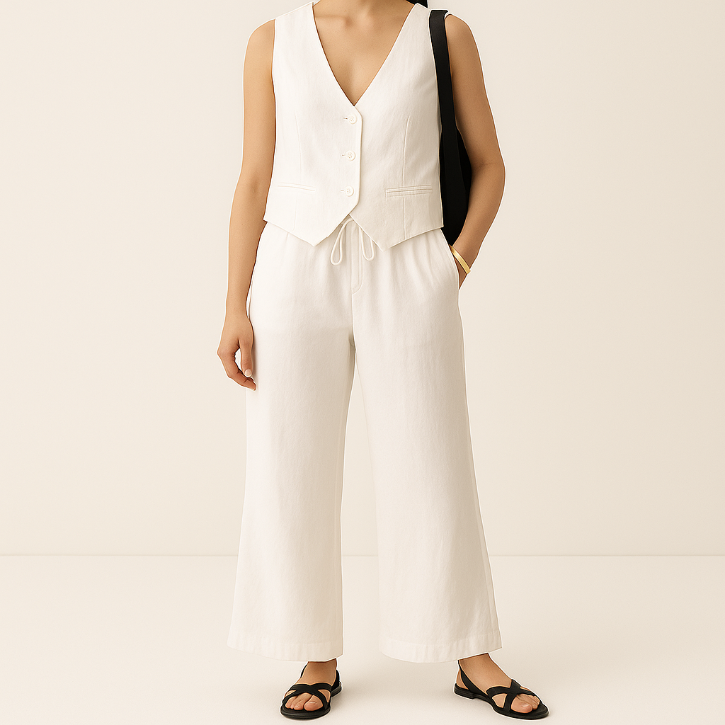 Bianca Linen Vest Set