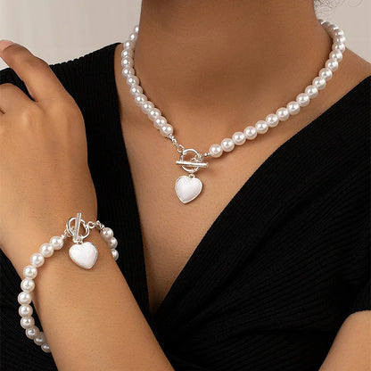 Love Pearls Necklace/Bracelet Set