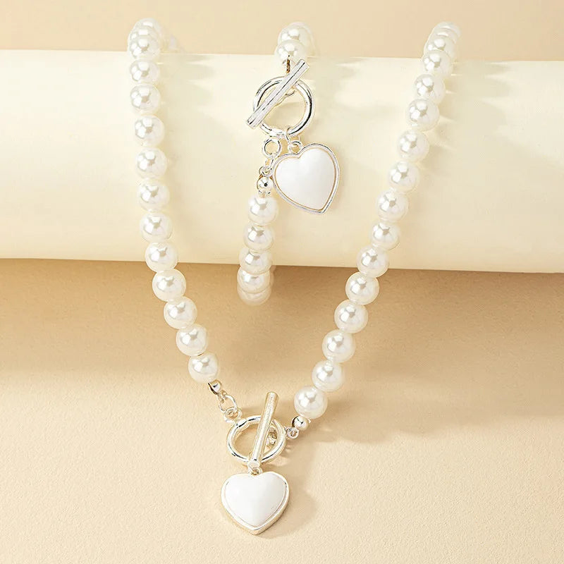 Love Pearls Necklace/Bracelet Set