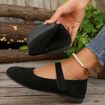 Noir Suede Leather Flats