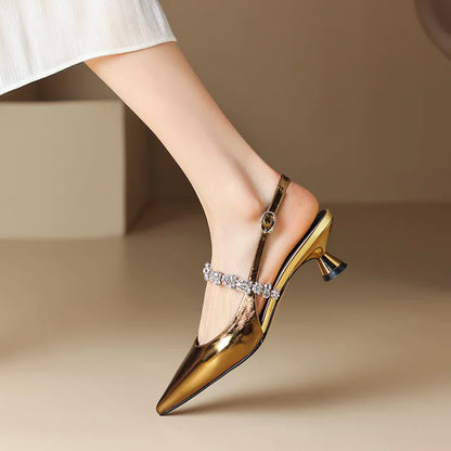 Aurora Rhinestone Kitten Heels