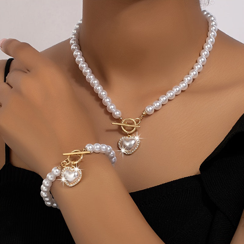 Love Pearls Necklace/Bracelet Set