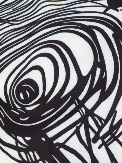 Abstract Line Print Short Sleeve Mini Dress