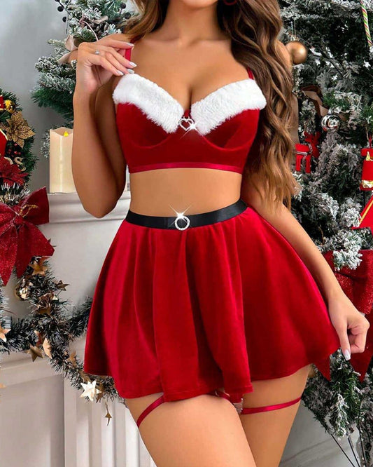 Christmas Opal Heart Decoration Sexy Suit